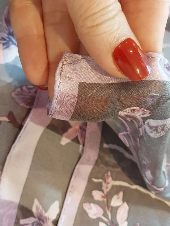 100% Silk Scarf Pink Brown Gray Floral Oblong 11x52 Lightweight by Anne Klein. - Picture 4 of 9